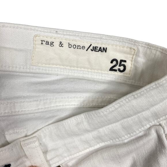 Rag and Bone White Distressed Dre Capri Raw Hem Jeans Size 25 - Picture 5 of 8